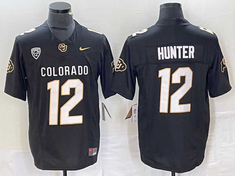 Mens Colorado Buffaloes #12 Travis Hunter Black 2023 F.U.S.E. Stitched Football Jersey->->NCAA Jersey